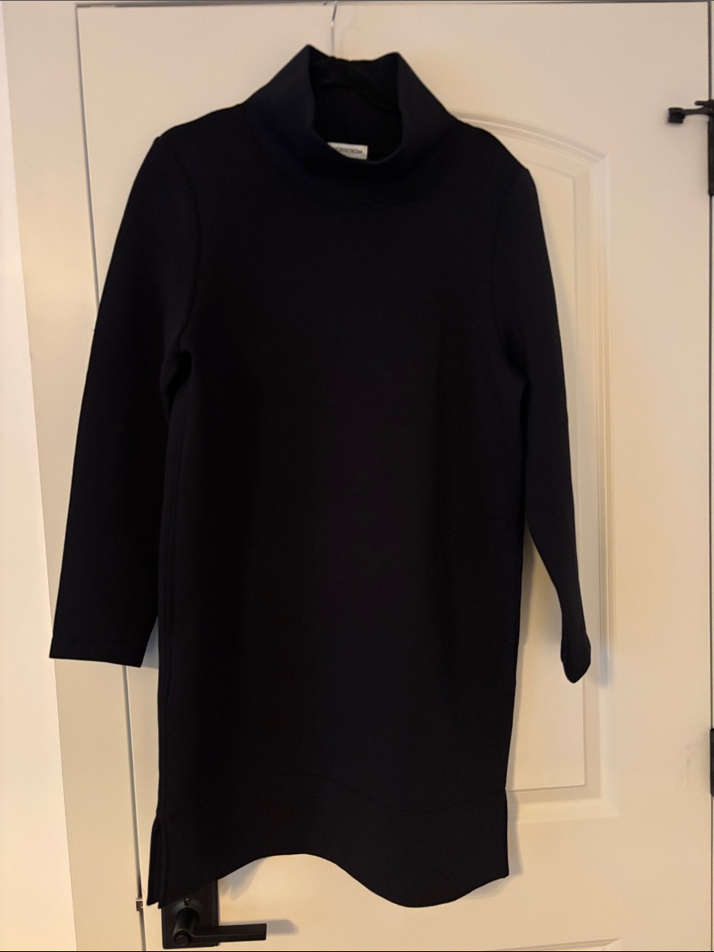 Women's Black Scuba Turtleneck Sweater Dress